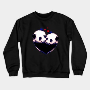 Panda in love, lovers couple cute, panda bear vintage syle Crewneck Sweatshirt